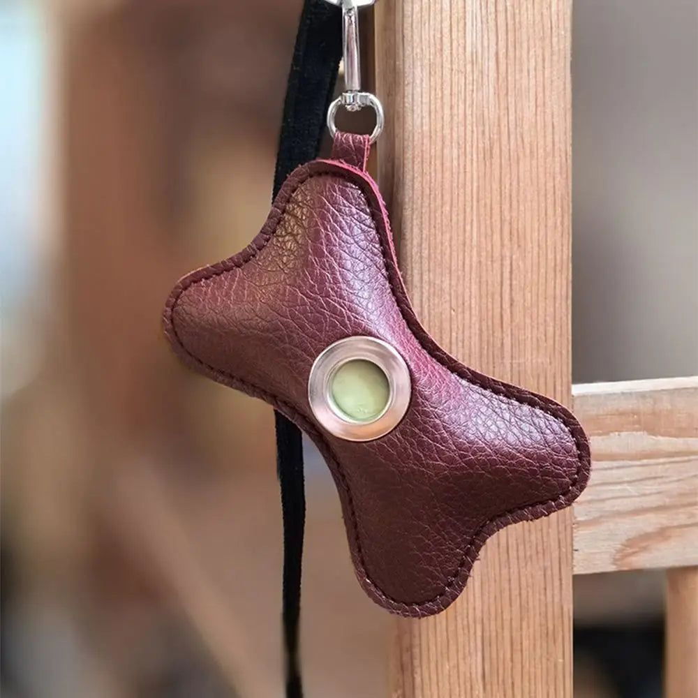 Distributeur de sacs à déjections élégant en cuir  – Avec rouleau inclus 