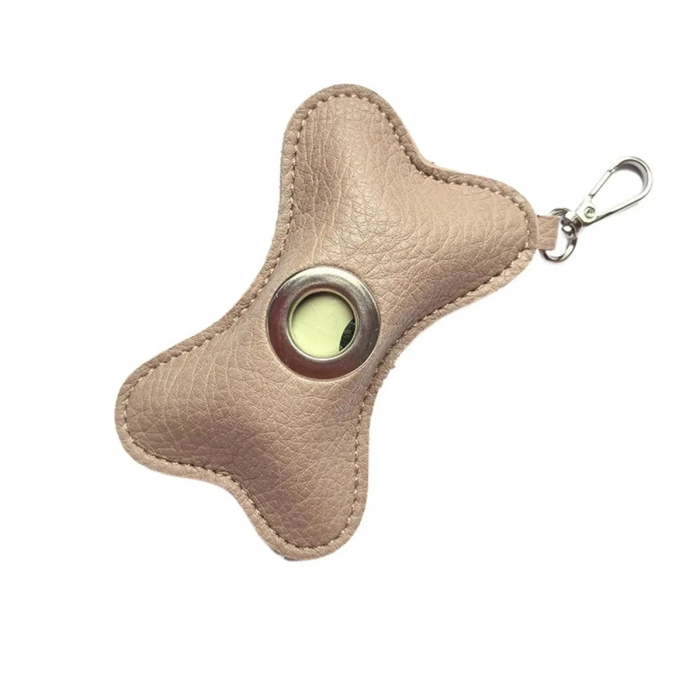 Distributeur de sacs à déjections élégant en cuir  – Avec rouleau inclus 