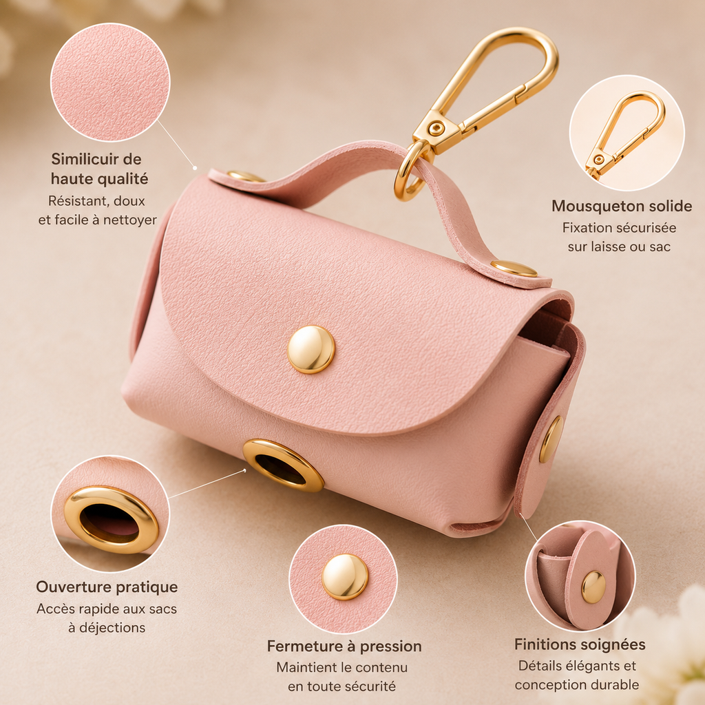 Porte-sacs à déjections élégant en simili cuir