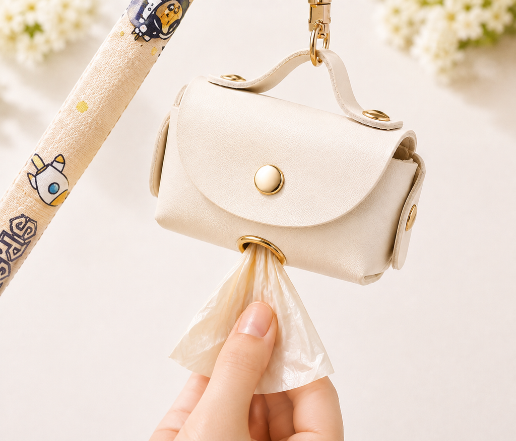Porte-sacs à déjections élégant en simili cuir