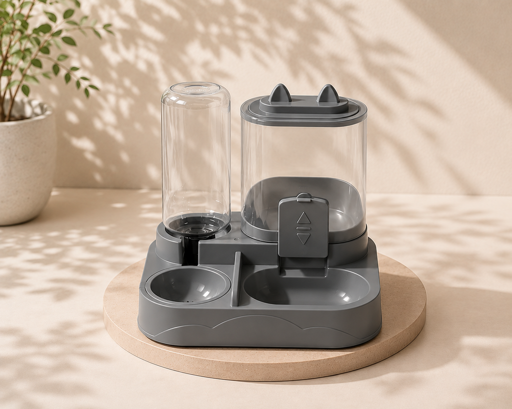 Distributeur de croquettes & d'eau 2 en 1