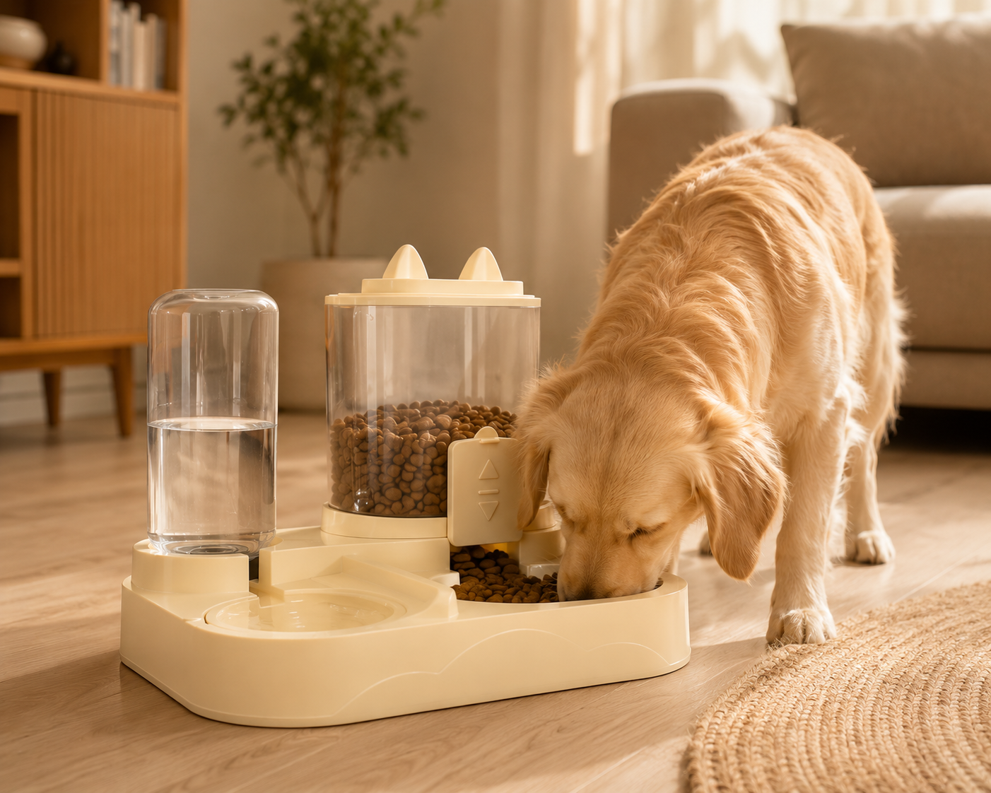 Distributeur de croquettes & d'eau 2 en 1