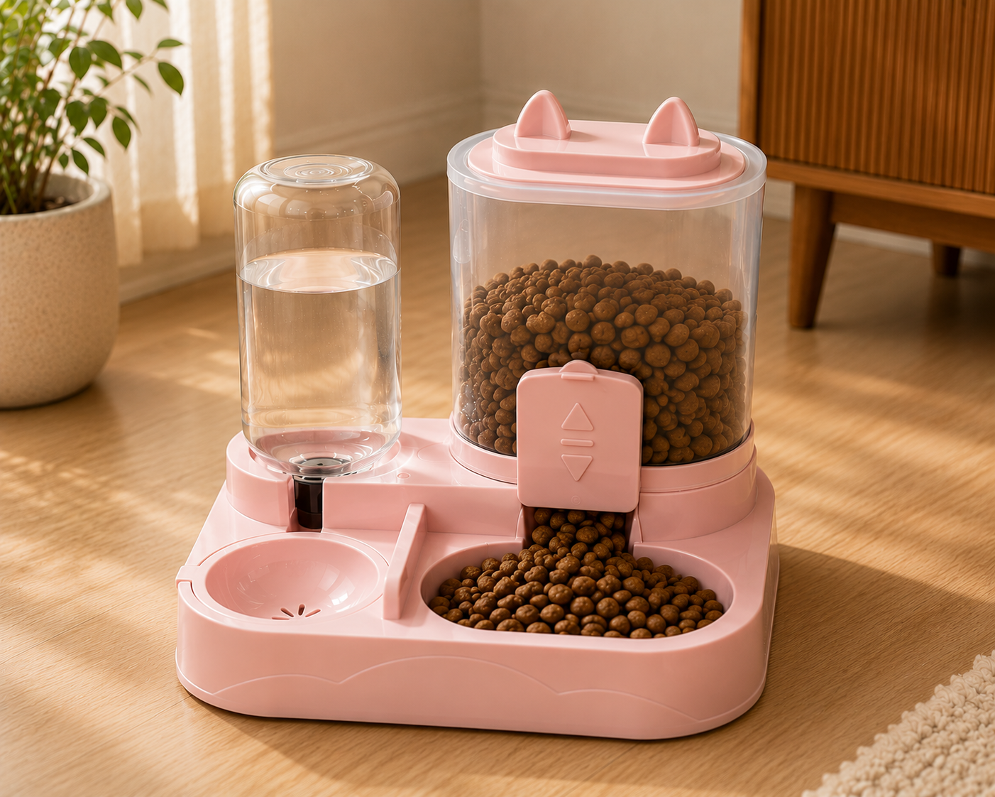 Distributeur de croquettes & d'eau 2 en 1