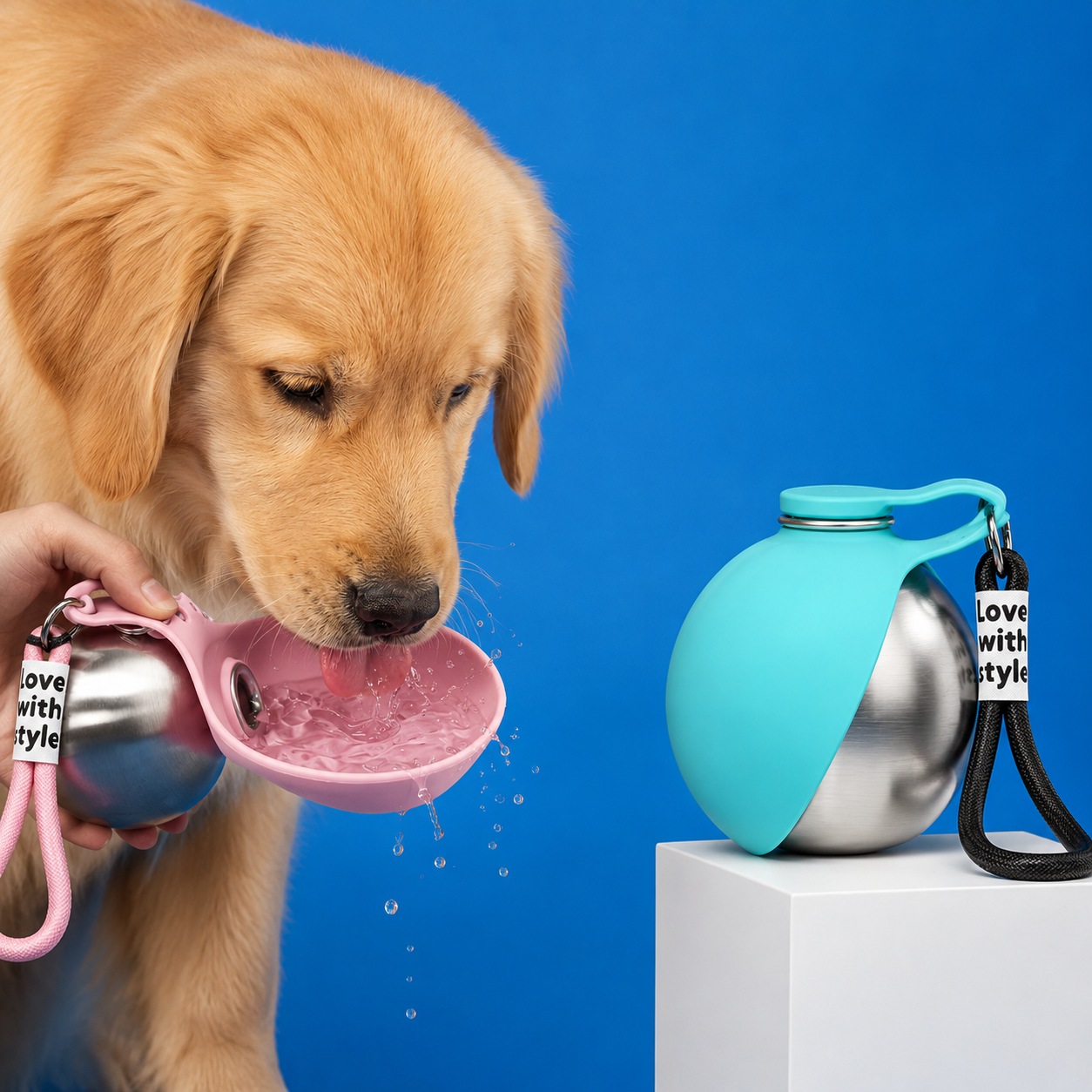 Gourde d'eau pour chien en acier inoxydable