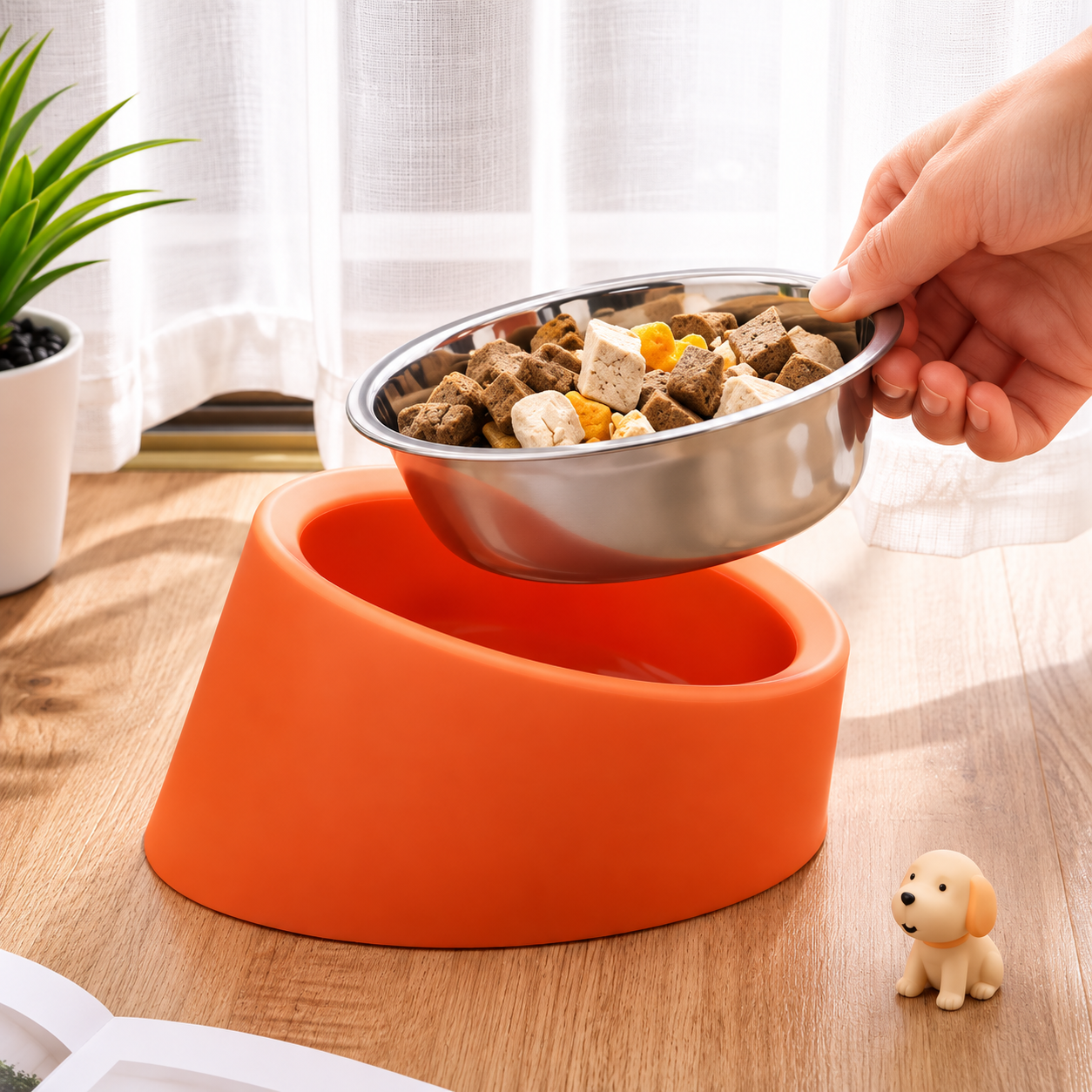 Gamelle surélevée en acier inoxydable pour chien
